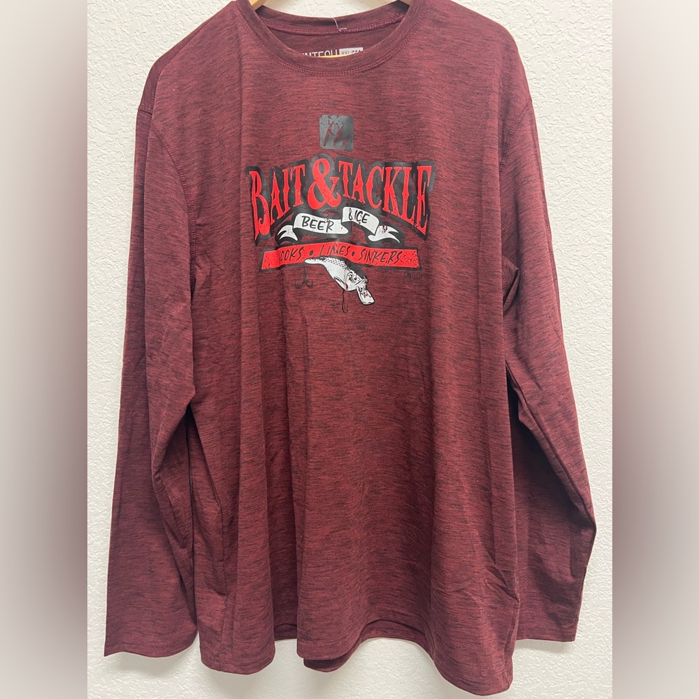 Men’s Fintech UV Protection Bait & Tackle Red Long Sleeve Shirt XXL NWT